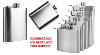 £3.98 • Buy ⭐HIP FLASK Stainless Steel Pocket Drink Whisky Flasks Alcohol Best Gift Steel UK