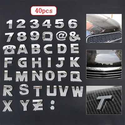 40Pcs 3D Chrome Metal Letter Numbers Car Emblem Badge Stickers Decal Accessories • $8.22