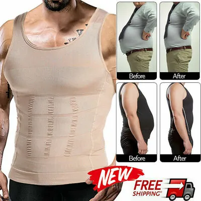 Men's Chest Compression Shaping Vest Tummy Control Shirt Hide Gynecomastia Moobs • $14.79