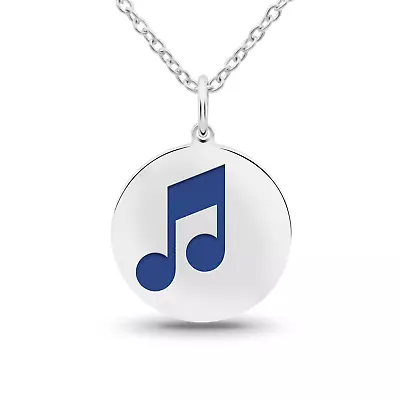 Tokemoti 925 Sterling Silver Quaver Music Note Blue Enamel Pendant Necklace • $24.95