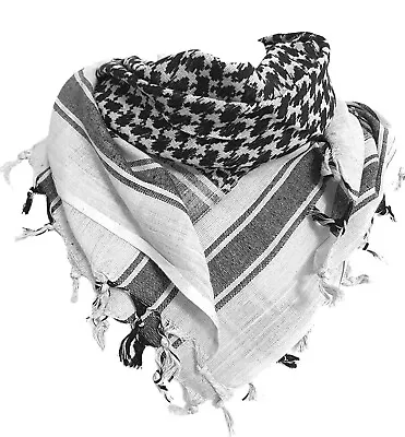 Cotton Palestinian Shemagh Freedom Scarf Keffiyeh Head Wrap Black And White • $12.25