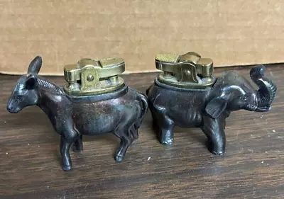 Vintage Donkey And Elephant Table Lighters Amico Japan Republican Democrat Set • $9.95