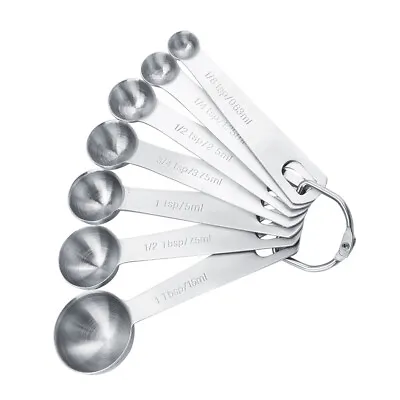 £12.44 • Buy 7Pcs/Set Stainless Steel Measuring Spoons Cups For Coffee Seasoning Kitchen