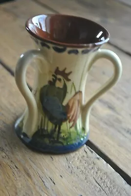 Longpark Pottery Torquay Triple Handled Vase Devon MottoWare Loving Cup Cockerel • £14