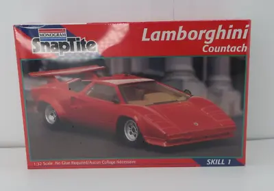 Monogram Snaptite RED Lamborghini Countach 1:32 Model Kit Snap Tite Sealed 1995 • $21.77