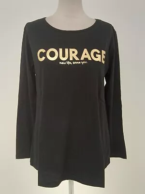 £8.99 • Buy Women's Nine+Quarter T-Shirt Black Courage Slogan Maternity Nursing LS Brand New