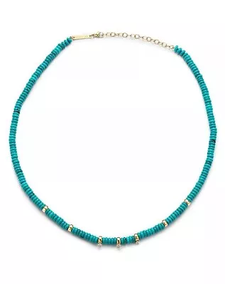 Zoë Chicco 14K YG Gemstone Beads Turquoise & Diamond Collar Necklace 16-18  • $550