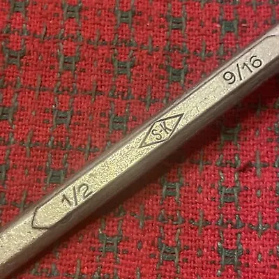 Vintage SK Tools Rare Chrome Vanadium Box Wrench 9/16  & 1/2  Early USA • $10.99