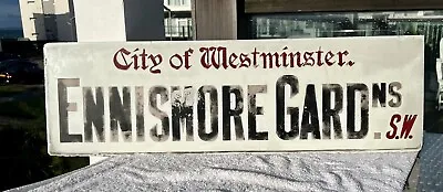 Very Rare Original Vitrolite London Road Sign Ennismore  Gardens Westminster S.W • £1400