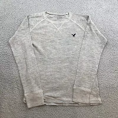 American Eagle Adult Small Gray Solid Thermal Knit Long Sleeve Mens 40667 • $13.59