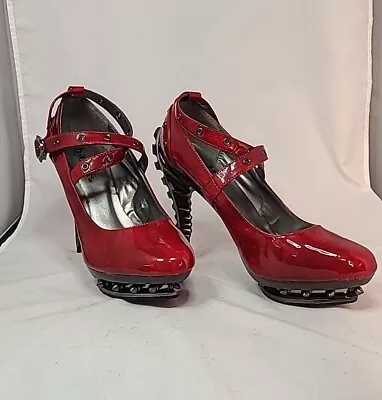 Hades TRITON Red 5  High Spinal Heel Rivets Straps Spike Platform Flame Buckle • $100