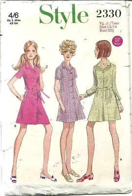 Vintage 1968 Ladies Mini Shirt Dress Sewing Pattern Bust 33.5 In. Checked (2330) • £6.50