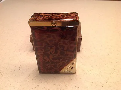 Ladies Vintage Marhill Cigarette Case Hand Engraved Gold Tone Enamel  Fifth Ave • $59.99