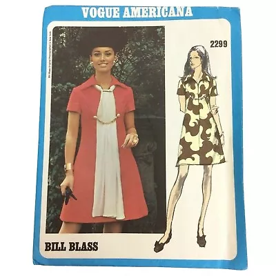 Vogue Americana 2299 Bill Blass One Piece Dress Size 14 Sewing Pattern Uncut • $18.99