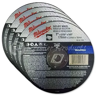 Milwaukee 5 Pack - 7  Cut Off Wheels For 7.25  Circular Saws On Metal-Stainless • $22.45