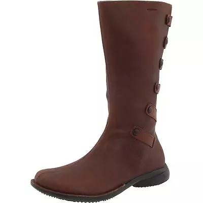 Womens Sz 5 MERRELL Tetra Launch Waterproof Leather Boots Cherry Brown Mid Calf • $71.49