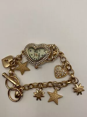 Strada Genoa Sparkling Quartz Charm Bracelet Watch & Box Untested • £11.99