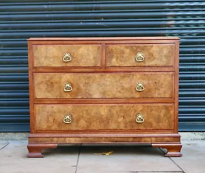 Antique 1920s Mahogany & Burr Walnut Chest Of Four Drawers • £795