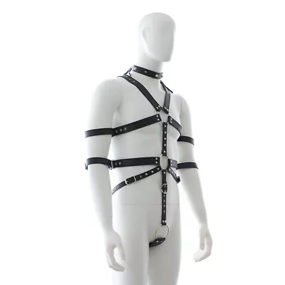 Male Faux Leather Chest Harness Restraint Body Harness Costume Bondage Underwear • £14.99