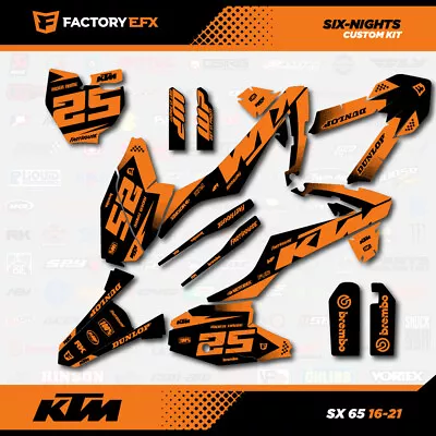 Black & Orange 6N Racing Graphics Kit Fits 16-24 KTM 65sx 65 Sx Decal Sticker • $44.99