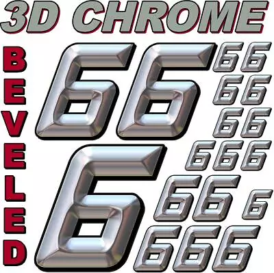 (6's) 3-D CHROME BEVELED NUMBERS Decal Sticker Sheet 1/8-1/10-1/12 RC Nascar • $7.99