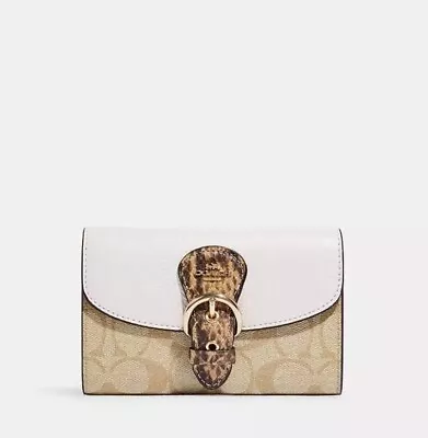 Coach CA440 Kleo Wallet In Blocked Signature Canvas IN Light Khaki Chalk Multi • $176.39