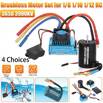 3650 3900KV Waterproof Brushless Motor 120A ESC Combo Set For 1/10 RC Car Truck • $32.29