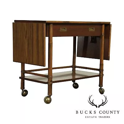 McGuire Of Sanfrancisco Vintage Rattan Drop Leaf Bar Cart Server • $1495