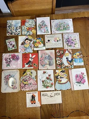 Vintage Lot Of 21 Scrapbook Birthday Easter Greeting Cards - 1930s To 1940s • $10