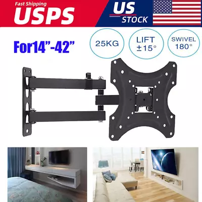 Full Motion Lcd Led Tv Wall Mount Bracket Swivel Tilt 17 22 24 32 36 37 40 42 Us • $16.90