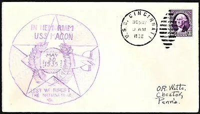 USS MACON CINCINNATI ZRS-5 Memorial Crash Cover May 30 1935 Mueller Hand Drawn • $14.95