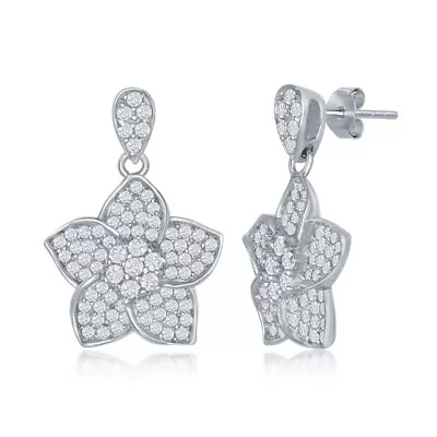 Sterling Silver CZ Daffodil Earrings • $65