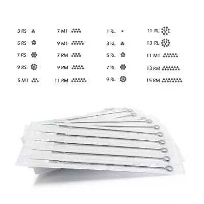 Tattoo Needles Assorted Sterilized Tattoo Needles 1/3/5/7/9/11/13/15RL RS M1 RM • $9.59