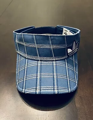 VINTAGE Adidas Trefoil Logo Blue Sports Visor Adjustable Tennis Golf Hat Cap • $11.99