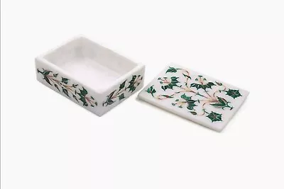 Marble Jewelry Box Malachite Stone Inlay Work Reception Decor Box For Restaurant • $137.70