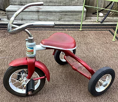 Vintage 1950s 1960s Murray Red  Tricycle Pedal Toy Ride On Kid Trike Works • $39.99