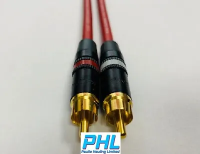 Pair Red Van Damme / Rean 0.5m Gold Plated Phono/RCA Hi-Fi Interconnect Leads • £16.08