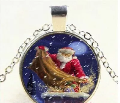 SANTA CHRISTMAS Gem Pendant Charm 925 Sterling Silver 20  Necklace Women GIFT • $18.88