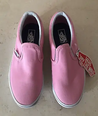 Vans Shoes Girls Pink Flat Slip On Classic Canvas Trainer Size UK 2 BNWT • £21.99