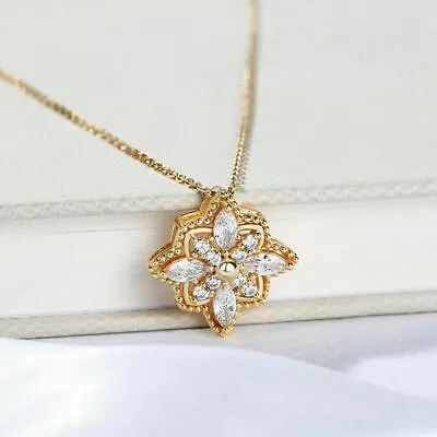 2CT Marquise 7 Round Cut Diamond Panden Necklace 14K Yellow Gold Finish • $97.75