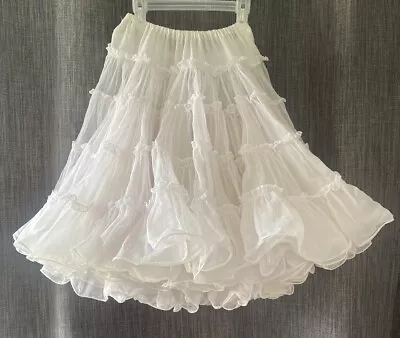 Vtg Square Dance Petticoat Slip Ivory Elastic Waist Small? Unbranded • $40