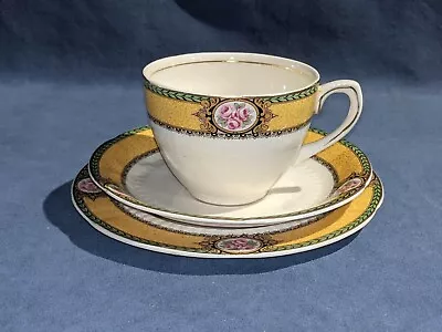 Beautiful Vintage H & K Tunstall China Trio Yellow Rim & Roses Cameo • $14.78