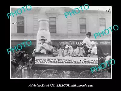 OLD 8x6 HISTORIC PHOTO OF ADELAIDE SA AMSCOL MILK Co PARADE WAGON C1923 • $9