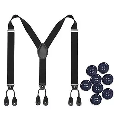 Mens Adjustable Button End Suspenders Y-Back Elastic Tuxedo Suspenders With But • $15.18