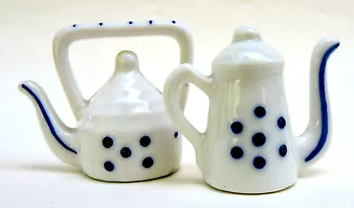 Dollhouse Miniature Blue & White Porcelain Tea Coffee Pots By Ucgc Taiwan • $6.95