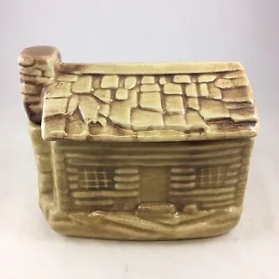 Vintage 1950s Mid Century House Of Webster Ceramic Log Cabin Cookie Biscuit Jar • $32.95