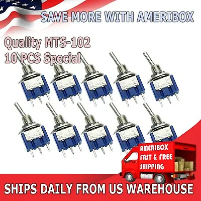 $6.99 • Buy 10 Pcs 3 Pin SPDT ON-ON 2 Position Mini Toggle Switches MTS-102 Red US Stock