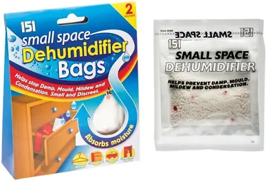 2 X 151 Small Space Dehumidifier Bags Sachets Stop Damp Mould Wardrobe Drawers • £3.68