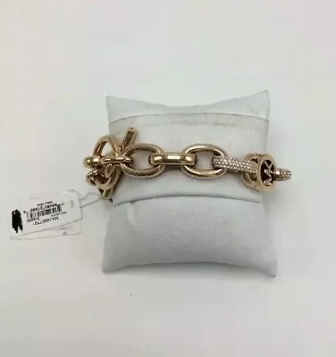 $145 MICHAEL KORS Pavé Crystal Rose Gold Chain Link Toggle Bangle Bracelet #205 • $54