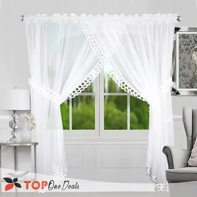 Amazing Voile Net Curtains With Long Lace Top Quality (250cm 98  X 400cm 157 ) • £34.90